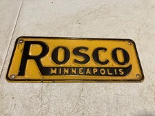 Vintage ROSCO Minneapolis Embossed Metal Equipment Sign Nameplate Road Machinery picture