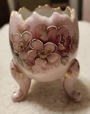 Vintage 1960s INARCO Porcelain Egg Bowl Vase Hand-painted Roses E-118/S 3.75