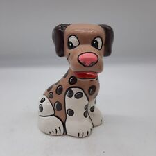 Cute ceramic brown spotted puppy dog coin bank figurine picture