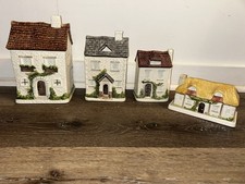Otagiri Thatch Roof English Cottage Canisters Set of 4 Japan Discontinued HTF picture