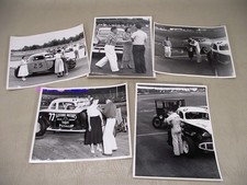 Five 1950s Jalopy Racing Trophy Girl 8x10 Black & White Original Photos picture