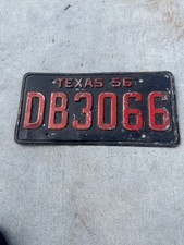 Vintage 1956 Texas License Plate DB3066 picture