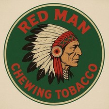 HI GLOSS Red Man  Chewing Tobacco With Indian Vintage Style Metal Sign picture