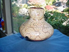 OLD VINTAGE PERU AMAZON SHIPIBO/CONIBO INDIAN FIGURAL POTTERY VESSEL JUG BOWL picture