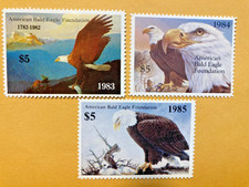 American Bald Eagle Foundation Stamps 1983, 84, 85 MNH picture
