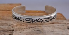 Augustine Mowa - Hopi Sterling Silver Cuff Bracelet - Wing Design - 6 7/8