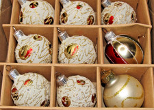 Lot VTG Matte Glass Glittered SUN RISING Small BALL Christmas Ornaments Columbia picture