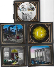 Lot of 5 Antique Masonic Freemason Magic Lantern Slides Ca. Late-1800s, FC picture