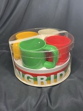 VINTAGE INGRID CHICAGO MINI SNACK SET 60640 RETRO COLORFUL MUGS PLATES Rainbow picture