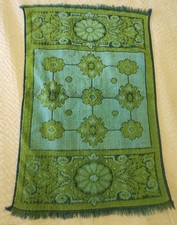 Vintage '60s Fieldcrest Hand Towel Blue Green Groovy Geo Retro Print 100% Cotton picture