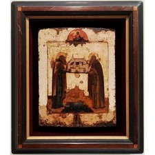 Antique Russian Orthodox Icon 17th-19th C Zosima Savvaty Solovetsky Wood picture