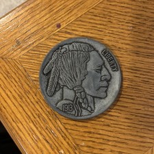 Vintage Souvenir Novelty Metal Buffalo Head Nickel 1913-S use as Coaster Display picture