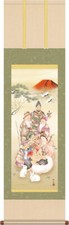 Hanging scroll Rabbit with seven gods fortunes by K Nagae  M Size 44 x 164cm picture