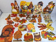 Vintage Lot 24 Thanksgiving Die Cut Eureka Cutout Classroom Decor Hallmark Paper picture