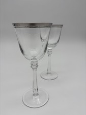 Mikasa Silver Mist Crystal Wine Glasses Platinum Rim 7 1/8