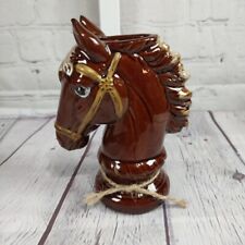 VTG Horse Head Lighter Ceramic- No lighter- holder only- Brown Glazed Horse Head picture
