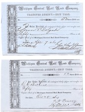 CIVIL WAR 1862 & 1864 Michigan Central RR Set of 2 Certificates picture