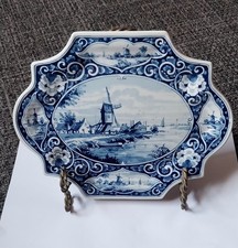 Vt. 1661 Blue and White Windmill Plate Origineel Delftsblauw Handwerk No.A23.05 picture