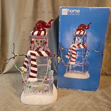 Vintage JCPenney Let It Glow Lighted Acrylic Ice Cube Snowman Christmas Decor picture