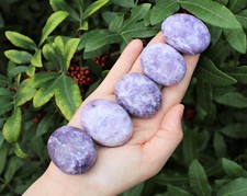 Lepidolite Palm Stone, Hand Polished Lepidolite Pebble (Third Eye Chakra) picture