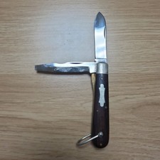 Antique Camillus Cutlery Co NY USA Folding Electrician Pocket Knife Wood Handle picture
