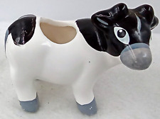Vintage Cow Figurine Holder Planter Toothpick Black White Gray Dairy Farm Animal picture