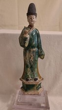Vintage Chinese Sancai Glazed Pottery Scholar Figure 20