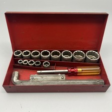 Vintage Dunlap Hexagon shaft Socket set with metal case Not Complete picture