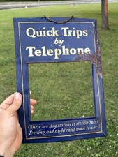 Vintage Bell System Telephone Rate Card Tin Frame Sign Quick Trips By Telephone picture