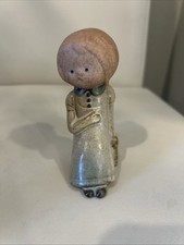 VTG UCTCI Girl In Long Dress Leaning Against Brick Wall Ceramic Figurine 4’ picture