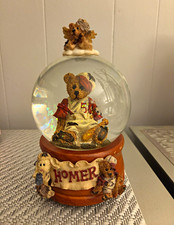 Boyds Bears Musical Snow Globe Homer Baseball Teddy Bear Waterball 1999 picture