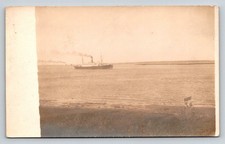 Vintage RPPC Steamship Steamer Boat Waterway AZO Real Photo Postcard c1910s picture