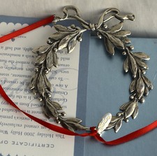 Gorham MARTHA STEWART Sterling HOLLY WREATH Christmas Ornament w Box Info Card picture