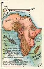 REPRINT Postcard anthropomorphic Map Propaganda Africa Boer War German C543 picture