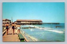Postcard GA Savannah Beach Georgia Swimming Bathers people Dock picture