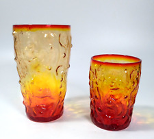 Bryce El Rancho Flame Amberina Glasses Tall 16 Oz Tea and 8 Oz Juice Glasses 2PC picture