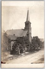 RPPC York Springs, PA Lutheran Church Steeple Vintage Postcard 1910s Posted picture
