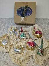 Vintage Lauscha Christmas Ornaments German Blown Glass Set Of 7 picture