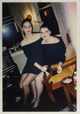 FOUND PHOTO - Two Young woman in matching Robert Palmer video girl costumes 1991 picture