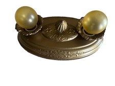 Antique Stamped, 2-Bulb Ceiling Light Fixture, Rewired, Restored picture