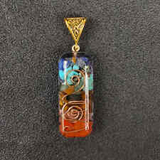 5Pcs Orgone Natural Quartz Crystal 7 Chakra Chip Stone Pendant Resin Necklace picture