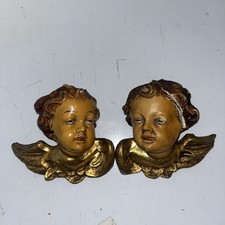 Vintage Berkeley House Carved Cherub/Angel Pair Wall Ornament Italy READ picture