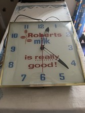 Vintage Roberts Dairy  Omaha Nebraska Milk Pam Clock Co Lighted Sign 15in picture