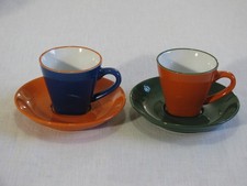 Set 2 Imusa Espresso Cups and Saucers, Multicolor, Unmarked picture