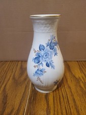 Hutschenreuther White Blue Floral Porcelain Germany Vase Form Dresden picture