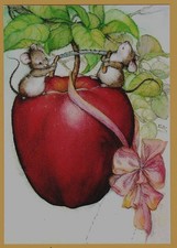 Funny MICE Giant Radish Garden Lisi Martin ART Modern Unposted Postcard picture