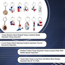 Lamatar1 Set Of 12 Texas Souvenir 12 Pcs Key Chain Metalic Unique design picture
