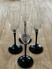 Set 4 Luminarc BLACK STEM CHAMPAGNE FLUTE France Wine Glasses picture