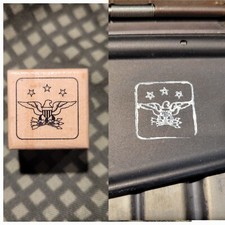 1  inch Department of Defense Acceptance Ink Stamp Eagle 3 stars picture