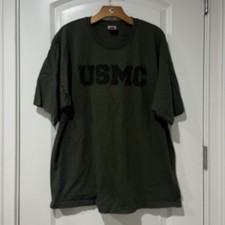 Bayside USMC US Marines Men XXL 2XL Green Short Sleeve Cotton USA Made picture
